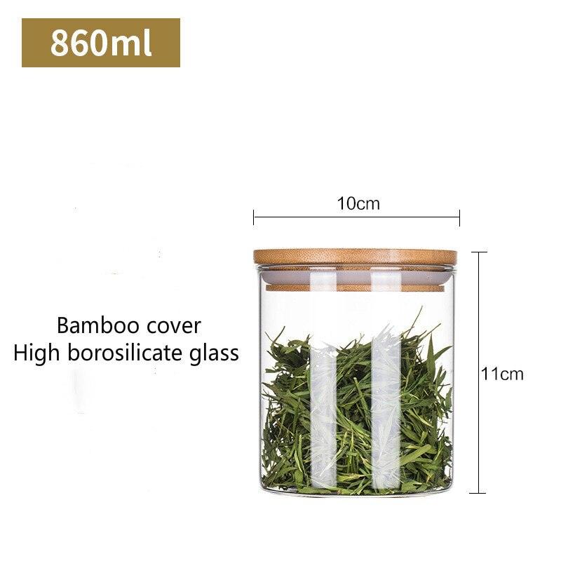 800ml-2000ml Glass Food Sealed Jar Box Bamboo Lid To Contain Bottle Seasoning Noodles Powder Can Tea Can Food Storage Container - Lily Depot