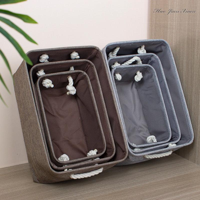 Cotton Linen Folding Storage Baskets Kids Toys Organizer Clothes and Sundries Storage Box Cabinet Storage Bag Laundry Basket - Lily Depot