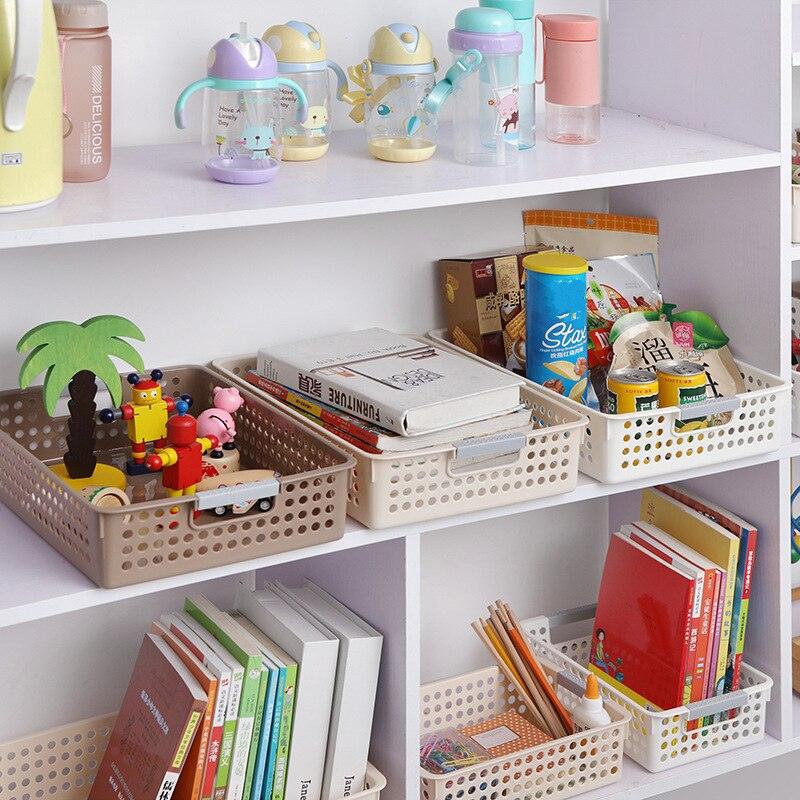 Desk Plastic Hollow Storage Basket Container Bathroom Dirty Laundry Baskets Kitchen Cabinet Organizer for Small Things Toy Box - Lily Depot