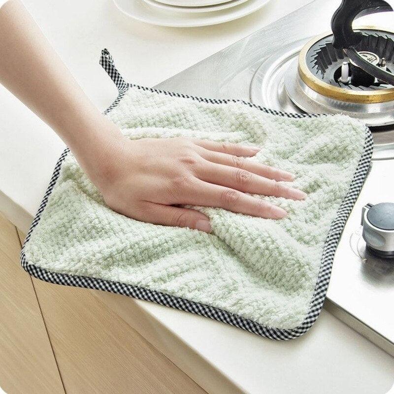 Micro Fiber Cleaning Rags Non-stick Oil Thickened Table Cleaning Absorbent Scouring Pad Cleaning Wiping Tools Daily Dish Towel - Lily Depot