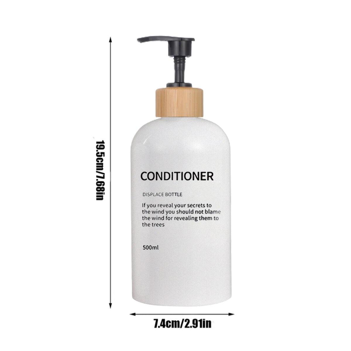 3 Pack Bathroom 500ml Soap Dispenser Shampoo Conditioner Body Wash Bottles Refillable Printed Font Lotion Dispenser Bottles - Lily Depot