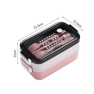 304 Stainless Steel Lunch Box Bento Box For School Kids Office Worker 2layers Microwae Heating Lunch Container Food Storage Box - Lily Depot