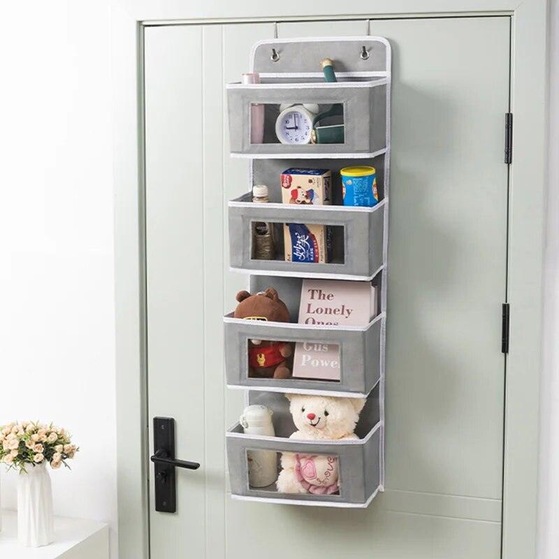 4 Pockets Door Hanging Storage Bag Non-Woven Large Capacity Toy Organizer Bedroom Door Back Hanging Organizer Sundry Storage Box - Lily Depot