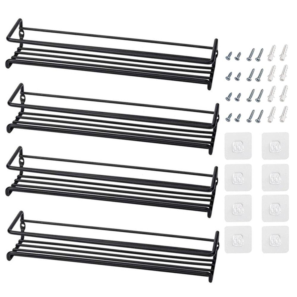 4/1PCS Spice Rack Organizer Wall Mount Storage Racks Space Saving Metal Seasoning Racks Kitchen Cabinet Door Spice Jar Organizer - Lily Depot