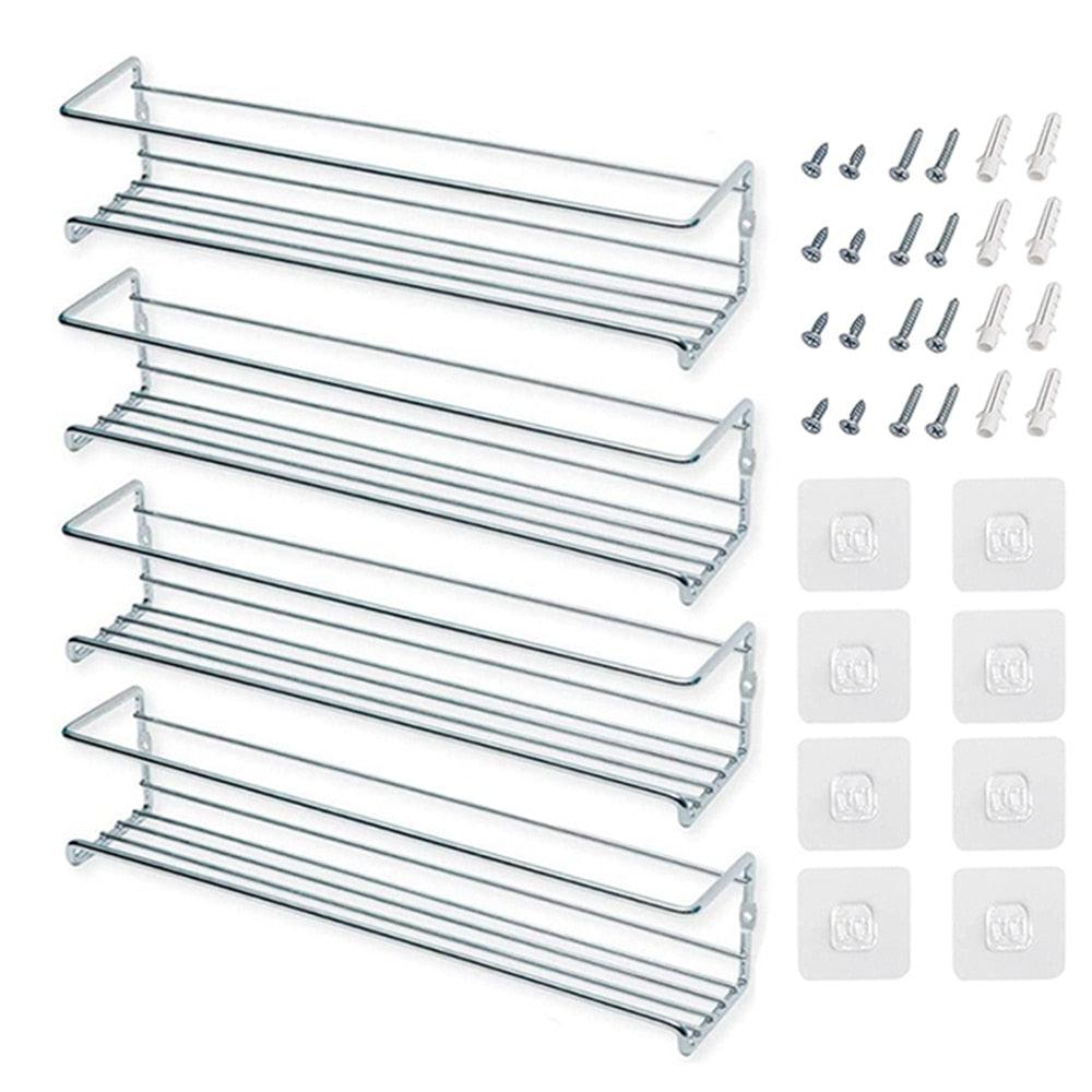 4/1PCS Spice Rack Organizer Wall Mount Storage Racks Space Saving Metal Seasoning Racks Kitchen Cabinet Door Spice Jar Organizer - Lily Depot