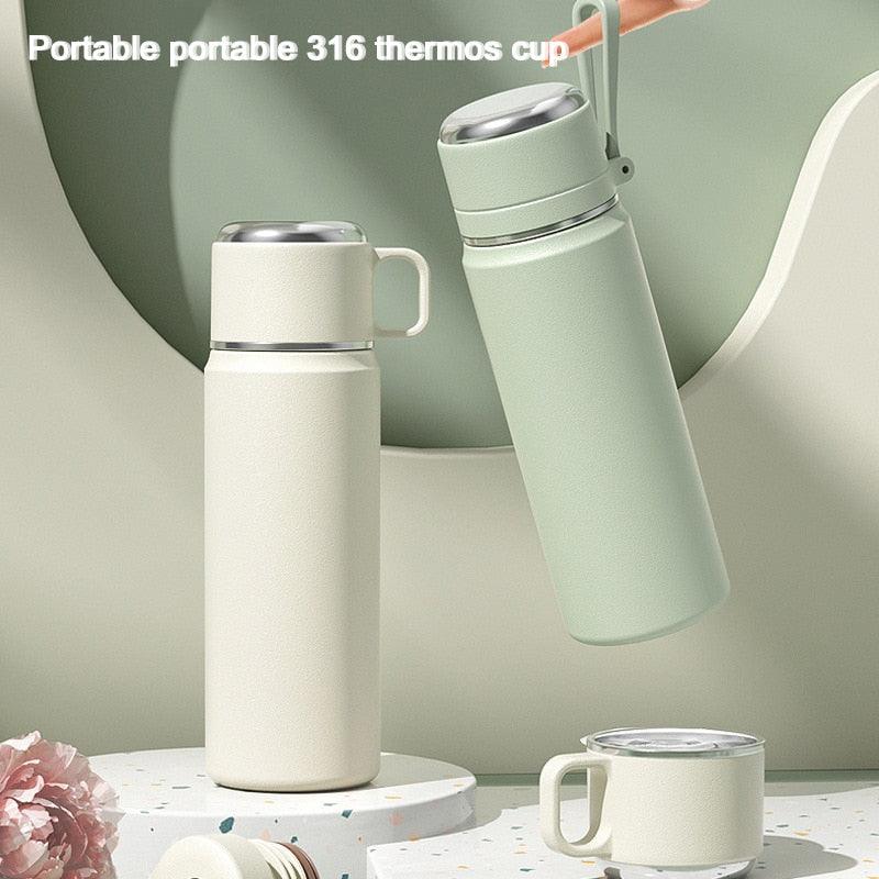 450ml Water Bottle with Lid 316 Stainless Steel Vacuum Cup with Tea Infuser Thermal Water Bottles Thermos for Water Drinkware - Lily Depot