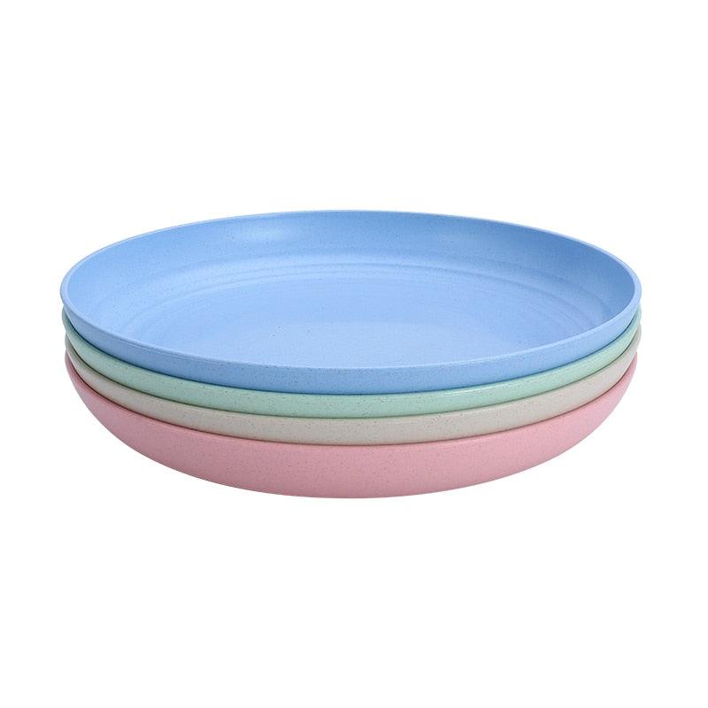 4Pcs Dinner Plate Set Wheat Straw Eco Friendly BPA Free Biodegradable Picnic Fruit Snack Plate Bone Dishes Kitchen Accessories - Lily Depot