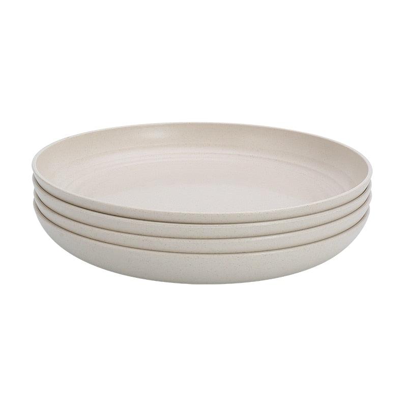 4Pcs Dinner Plate Set Wheat Straw Eco Friendly BPA Free Biodegradable Picnic Fruit Snack Plate Bone Dishes Kitchen Accessories - Lily Depot