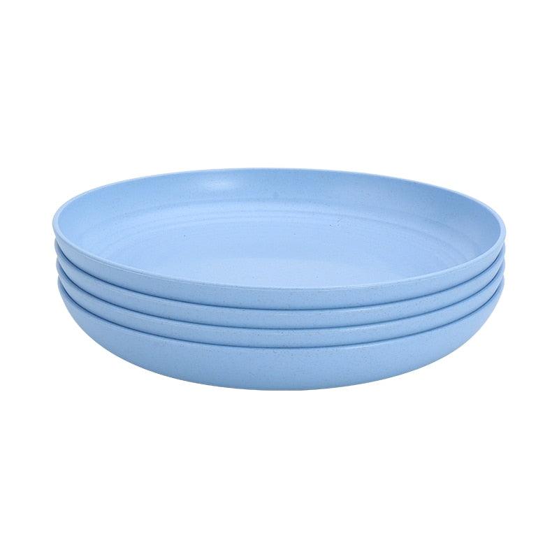 4Pcs Dinner Plate Set Wheat Straw Eco Friendly BPA Free Biodegradable Picnic Fruit Snack Plate Bone Dishes Kitchen Accessories - Lily Depot
