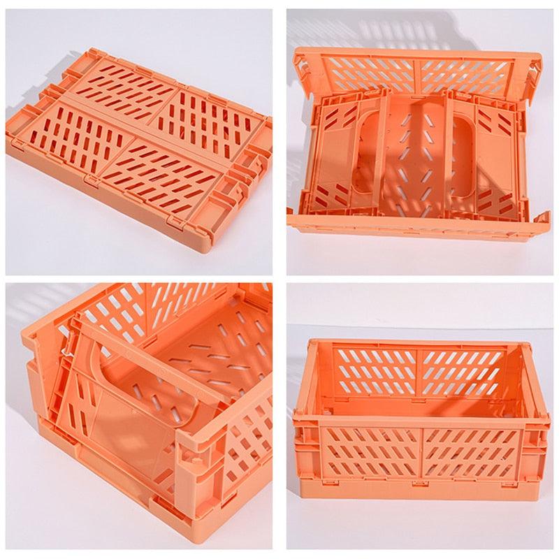 5 Color Organizing Storage Baskets Case Folding Student Desktop Basket Tape Stationery Plastic Foldable Container Storage Box - Lily Depot