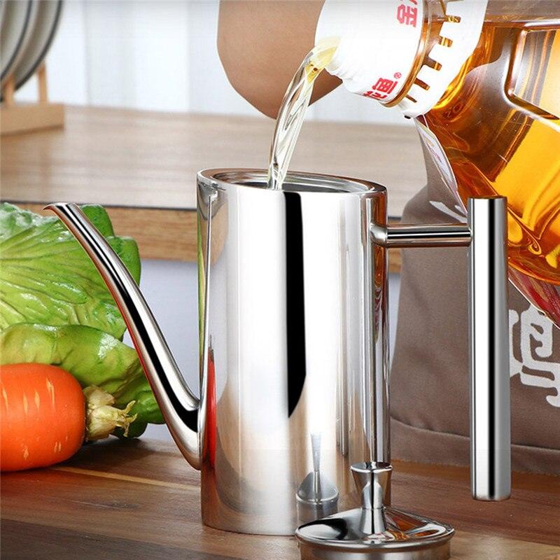 500/700ml Stainless Steel Olive Oil Bottle Vinegar Dispenser Sauce Seasoning Batcher Can Pots Oil Container Kitchen Accessories - Lily Depot