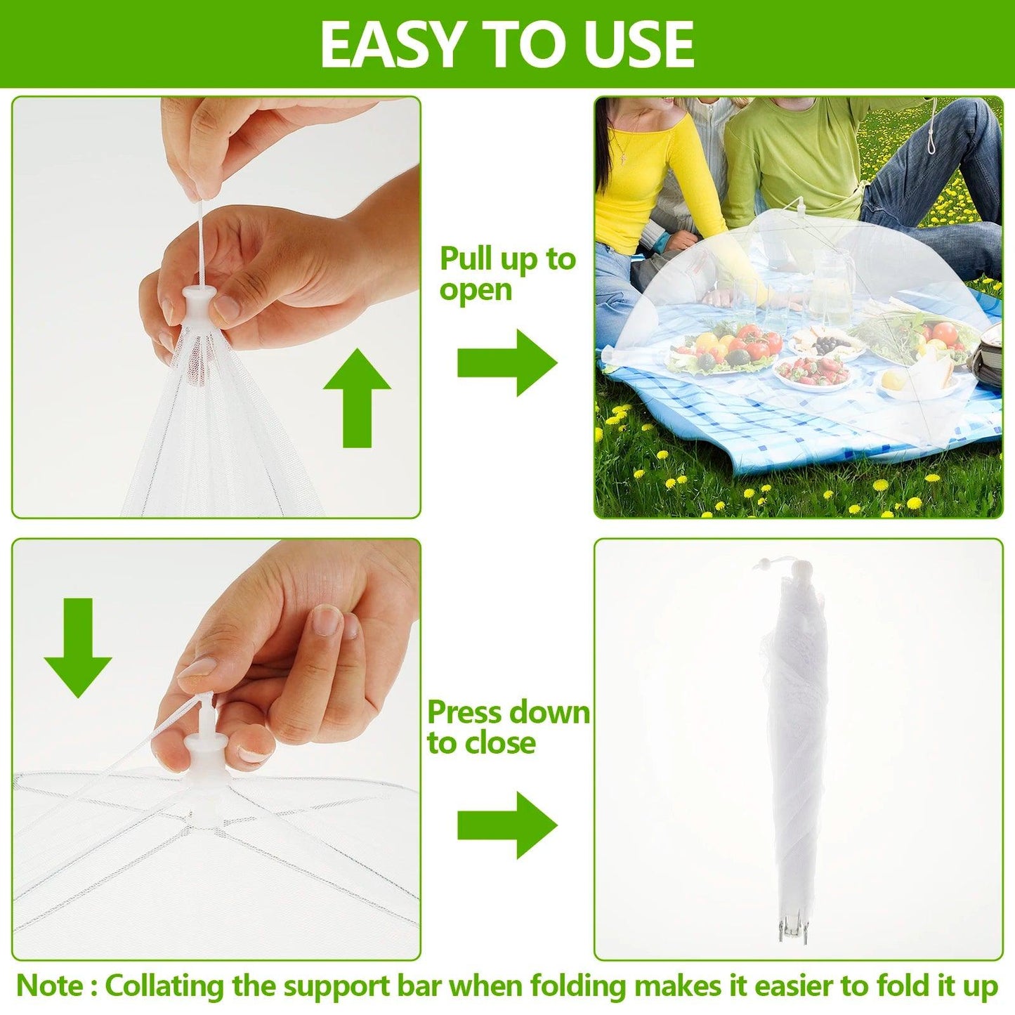 5Pcs Mesh Food Cover Foldable Pop Up Food Covers Large Food Protector Vegetable Fruit Breathable Cover BBQ Kitchen Accessories - Lily Depot