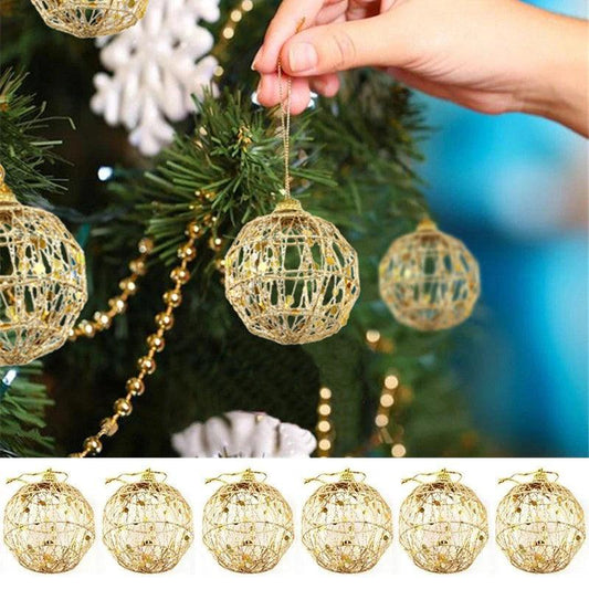 6Pcs/lot Christmas Ball Ornaments Gold Christmas Decorations Tree Balls With Scales Baubles Hanging Party Decor Navidad - Lily Depot