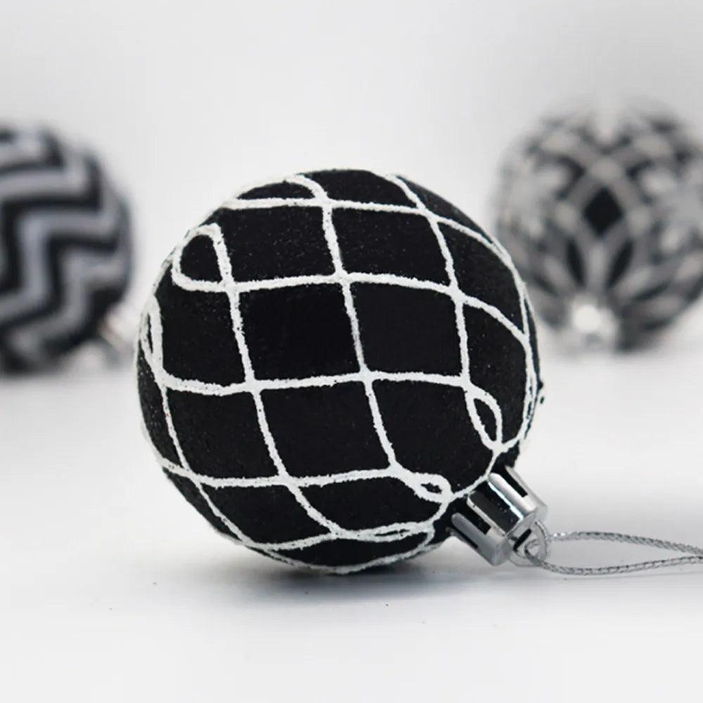 6PCS/set Christmas Tree Decoration White Black Hand-painted Balls 6cm Hanging Xmas Home Decor Christmas Window Dress Up Balls - Lily Depot