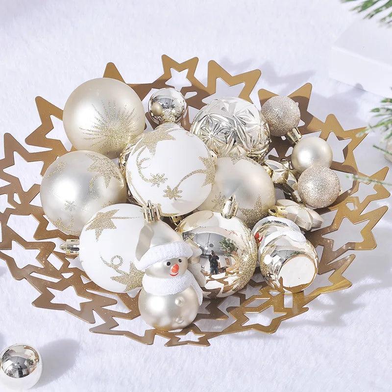 70Pcs/box Christmas Tree Ball Ornaments Snowflake Snowman Star Hanging Pendants Noel Navidad Home Decoration 2024 New Year Gift - Lily Depot