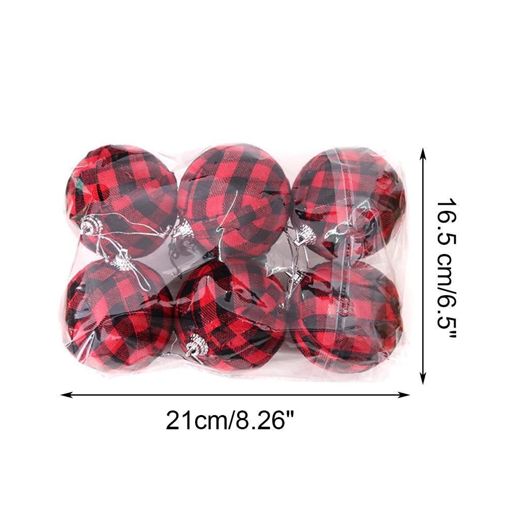 7CM Christmas Balls Christmas Tree Balls Toys Buffalo Plaid Fabric Ball Ornament Christmas Decorations 2022 New Year's Decor - Lily Depot