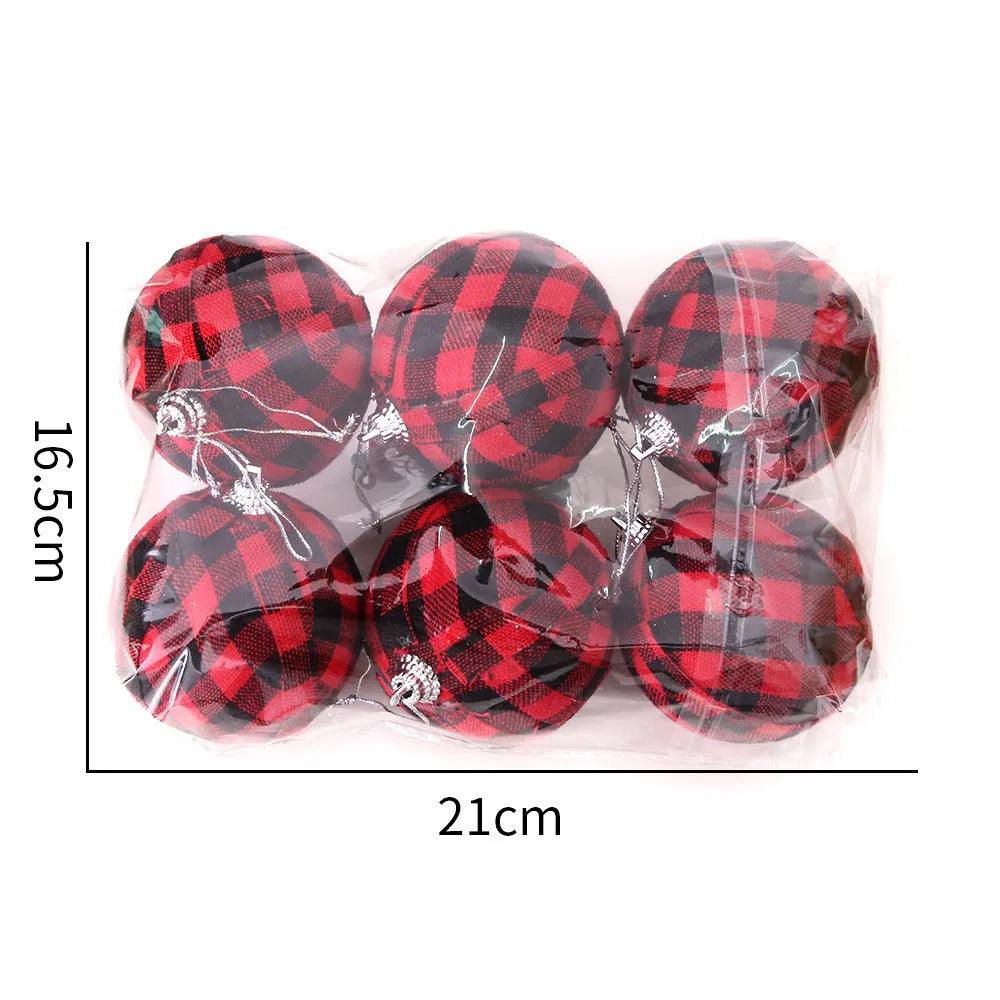 7CM Christmas Tree Balls Toy Black White Red Checkered Christmas Tree Decorations For Home Party Christmas Ball New Year's Decor - Lily Depot