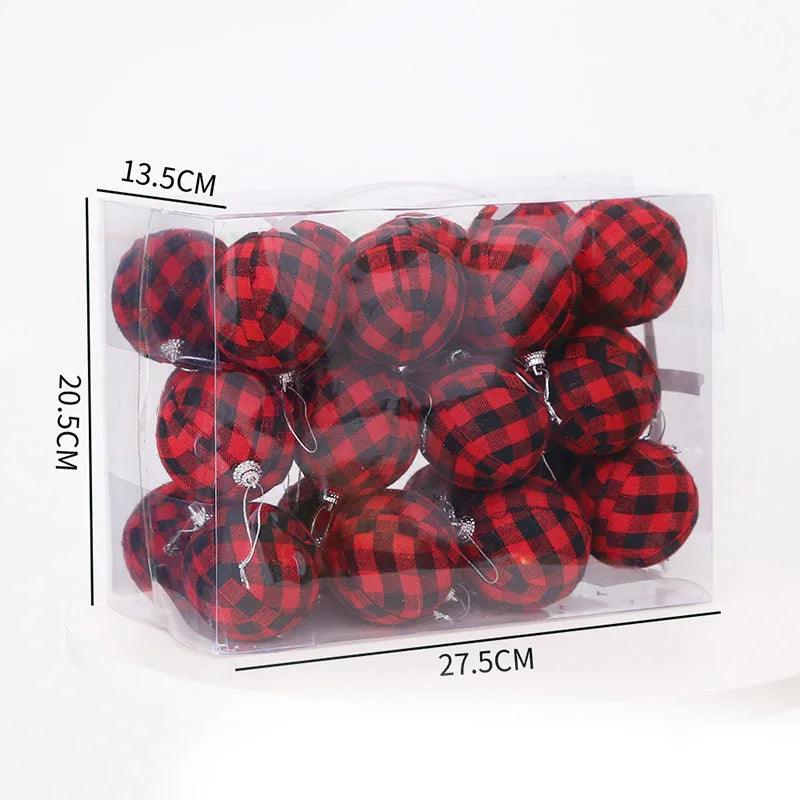 7CM Christmas Tree Balls Toy Black White Red Checkered Christmas Tree Decorations For Home Party Christmas Ball New Year's Decor - Lily Depot