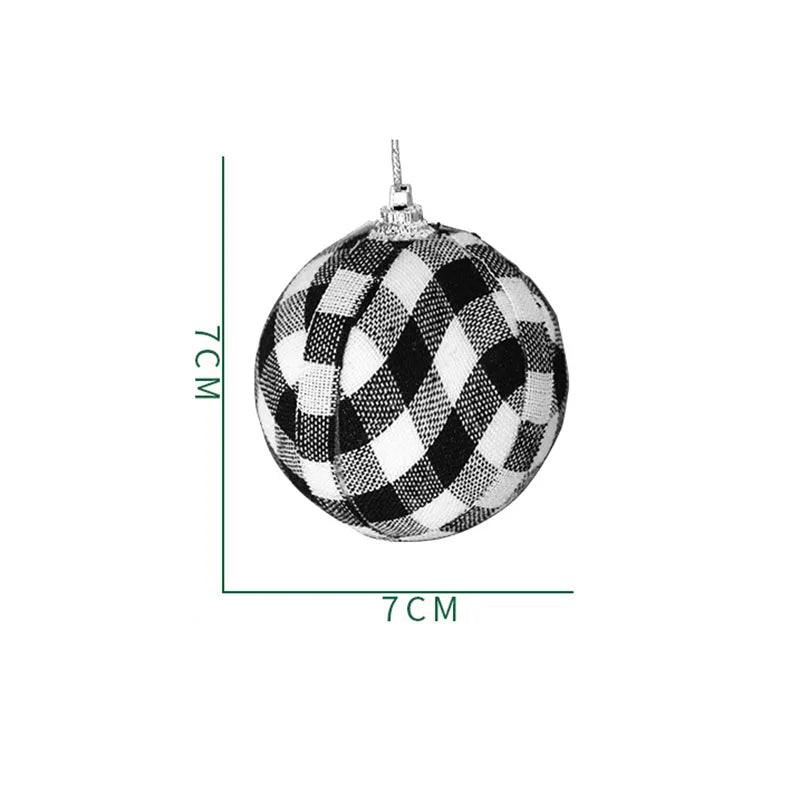 7CM Christmas Tree Balls Toy Black White Red Checkered Christmas Tree Decorations For Home Party Christmas Ball New Year's Decor - Lily Depot