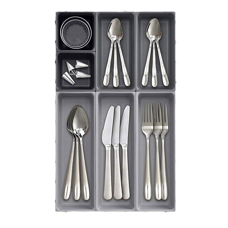 7pcs Drawer Kitchen Storage Box Cutlery Organizer Free Combination Separated Multifunction Sundries Stationery Desk Storage tray - Lily Depot