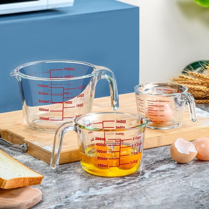 Bake measuring cup Thickened Tempered Glass Heat Resisting Creative Handle Egg Cake Cup Microwave Tool Kitchen Dining Accessorie - Lily Depot