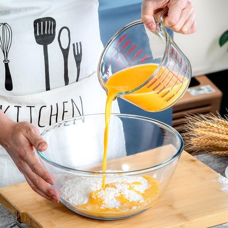 Bake measuring cup Thickened Tempered Glass Heat Resisting Creative Handle Egg Cake Cup Microwave Tool Kitchen Dining Accessorie - Lily Depot