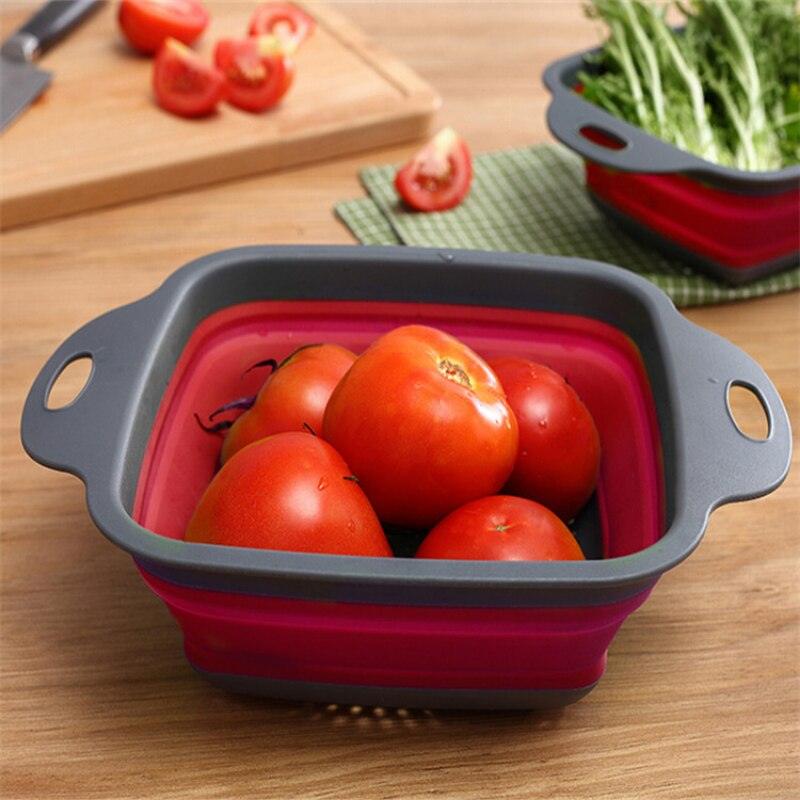 Basket Foldable Strainer Colander Collapsible Drainer Kitchen Storage Tool Silicone Folding Drain Basket Fruit Vegetable Washing - Lily Depot