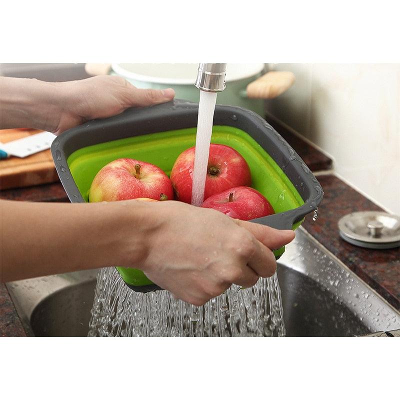 Basket Foldable Strainer Colander Collapsible Drainer Kitchen Storage Tool Silicone Folding Drain Basket Fruit Vegetable Washing - Lily Depot