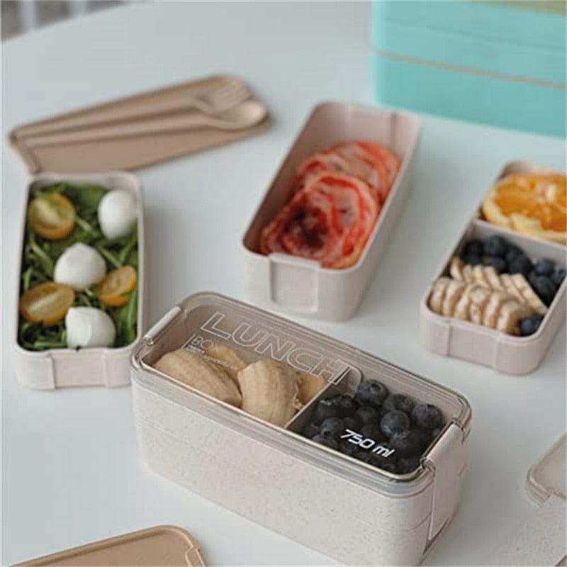 Bento Box Leakproof Lunch Containers Cute Lunch Boxes for Kids Chopsticks Dishwasher Microwave Safe Lunch Food Container - Lily Depot