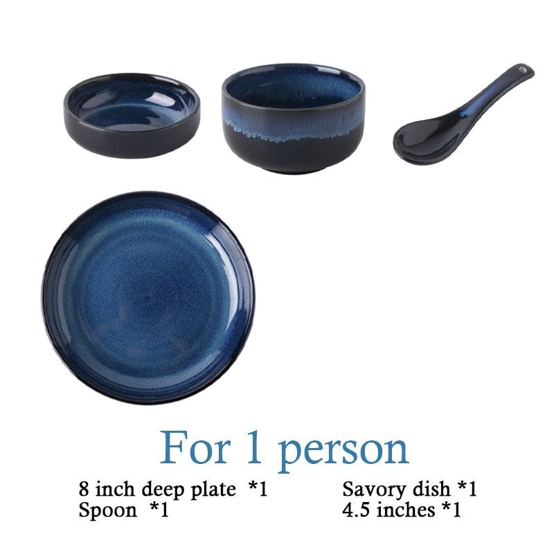 Blue Kiln Transformed Ceramic Tableware Dinner Plates Set Dish Kitchen Dishes Plate Sets Charger Eat Dining Bar Home Garden - Lily Depot