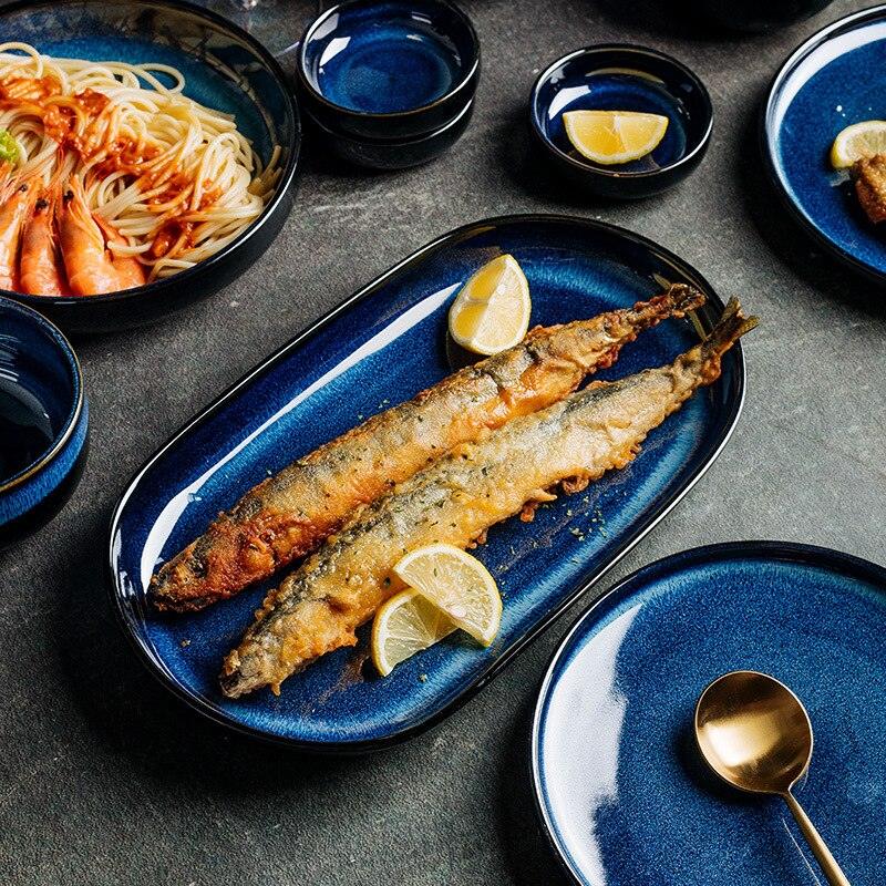 Blue Kiln Transformed Ceramic Tableware Dinner Plates Set Dish Kitchen Dishes Plate Sets Charger Eat Dining Bar Home Garden - Lily Depot