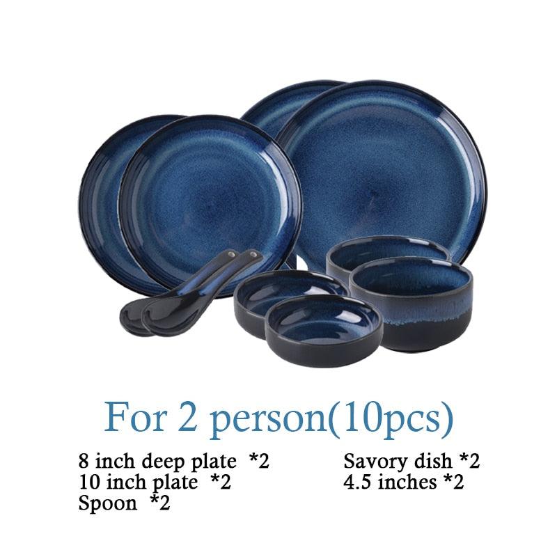 Blue Kiln Transformed Ceramic Tableware Dinner Plates Set Dish Kitchen Dishes Plate Sets Charger Eat Dining Bar Home Garden - Lily Depot