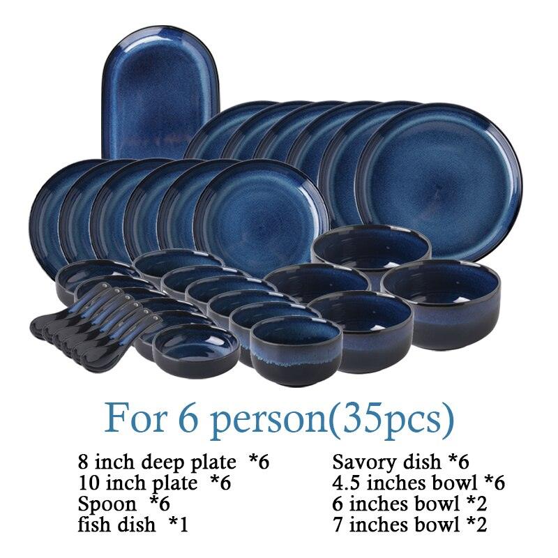 Blue Kiln Transformed Ceramic Tableware Dinner Plates Set Dish Kitchen Dishes Plate Sets Charger Eat Dining Bar Home Garden - Lily Depot