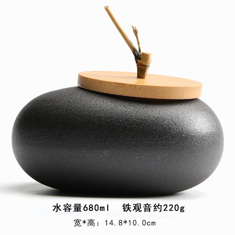 Ceramic Tea Caddy Sealed Jar Stoneware Storage Box Food Container Storage Tank Tea Box Tea Organizer Candy Jar Decorative Jars - Lily Depot