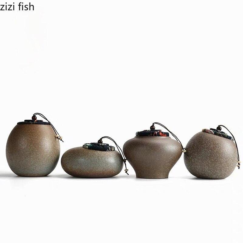Ceramic Tea Caddy Sealed Jar Stoneware Storage Box Food Container Storage Tank Tea Box Tea Organizer Candy Jar Decorative Jars - Lily Depot