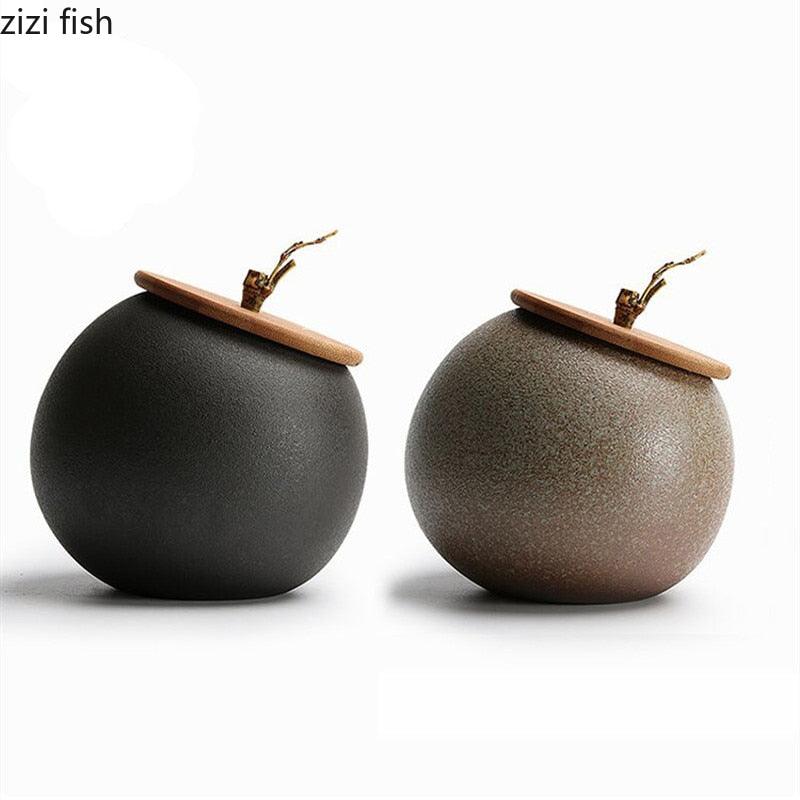 Ceramic Tea Caddy Sealed Jar Stoneware Storage Box Food Container Storage Tank Tea Box Tea Organizer Candy Jar Decorative Jars - Lily Depot