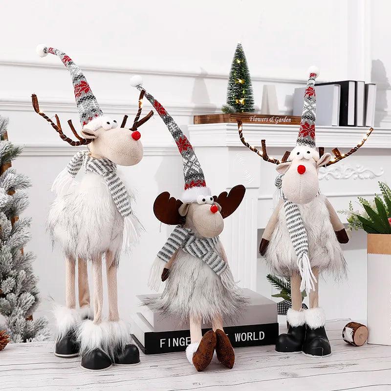 Christmas Large Standing Elk Doll Plush Reindeer Dolls With LED Lights Navidad Ornaments Christmas Home Decor Kids Gift - Lily Depot