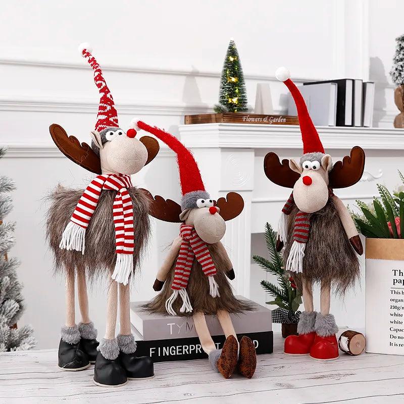 Christmas Large Standing Elk Doll Plush Reindeer Dolls With LED Lights Navidad Ornaments Christmas Home Decor Kids Gift - Lily Depot