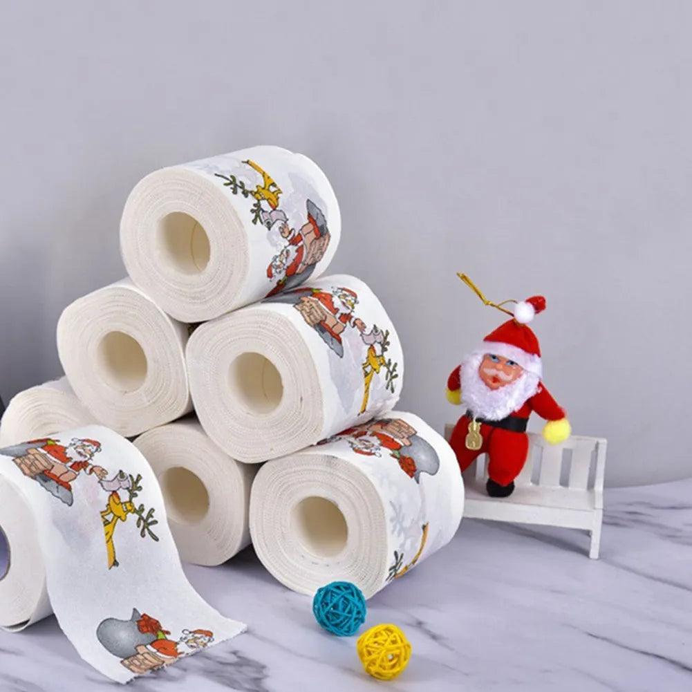 Christmas Pattern Series Roll Paper Christmas Decorations Prints Cute Toilet Paper Christmas Decorations For Home - Lily Depot