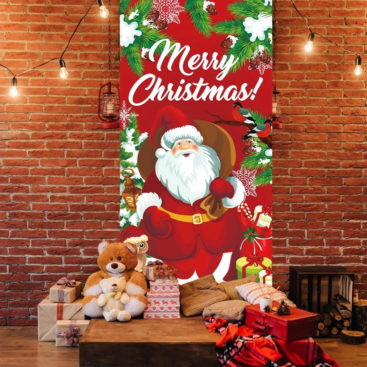 Christmas Santa Claus Banner Flag Merry Christmas Decorations For Home Navidad 2023 Xmas Gifts Cristmas Ornament New Year 2024 - Lily Depot