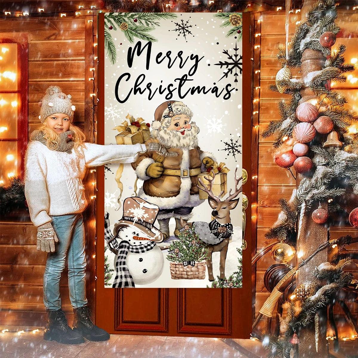 Christmas Santa Claus Banner Flag Merry Christmas Decorations For Home Navidad 2023 Xmas Gifts Cristmas Ornament New Year 2024 - Lily Depot