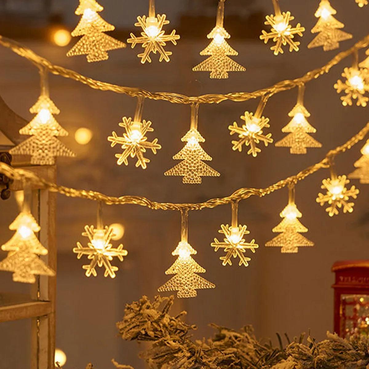 Christmas Tree Snowflake LED String Lights Banner Christmas Decoration 2023 for Home Navidad Xmas Tree Decor Fairy Light Pendant - Lily Depot