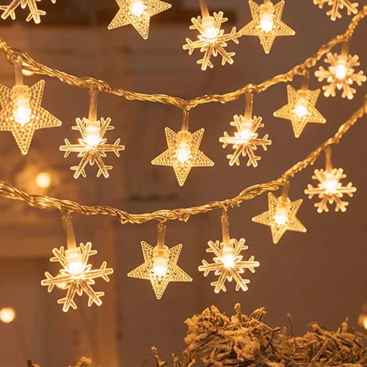 Christmas Tree Snowflake LED String Lights Banner Christmas Decoration 2023 for Home Navidad Xmas Tree Decor Fairy Light Pendant - Lily Depot