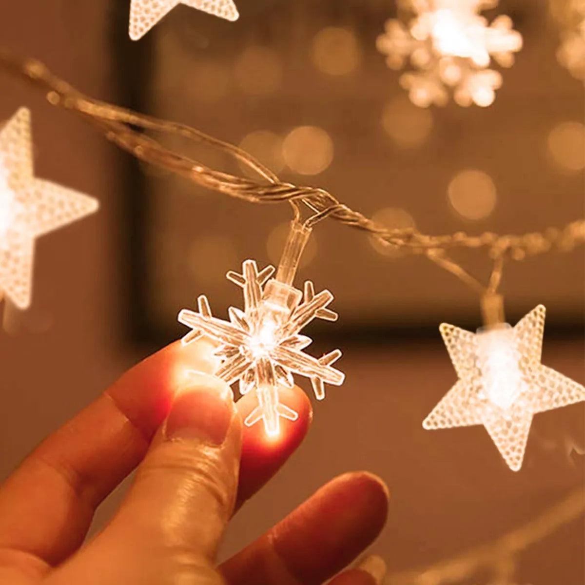 Christmas Tree Snowflake LED String Lights Banner Christmas Decoration 2023 for Home Navidad Xmas Tree Decor Fairy Light Pendant - Lily Depot
