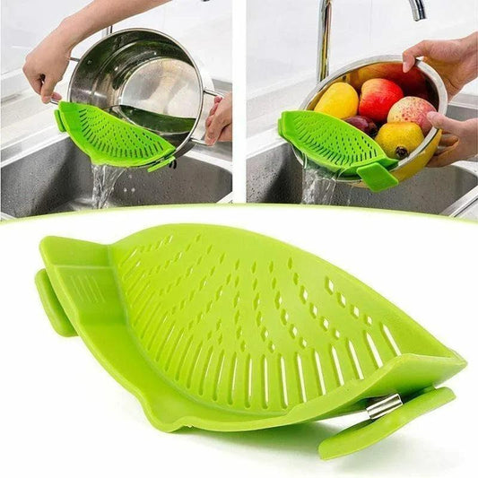 Clip On Strainer Silicone for All Pots and Pans Meat Vegetables Fruit Silicone Kitchen Colander - Lily Depot