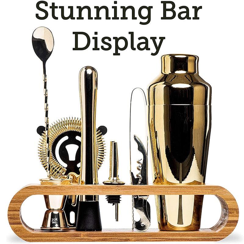 Cocktail Bar set Mixology Bartender Kit: 10-Piece Bar Tool Set with Stylish Bamboo Stand - Lily Depot