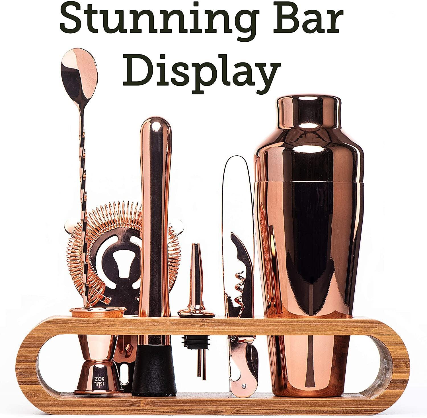 Cocktail Bar set Mixology Bartender Kit: 10-Piece Bar Tool Set with Stylish Bamboo Stand - Lily Depot
