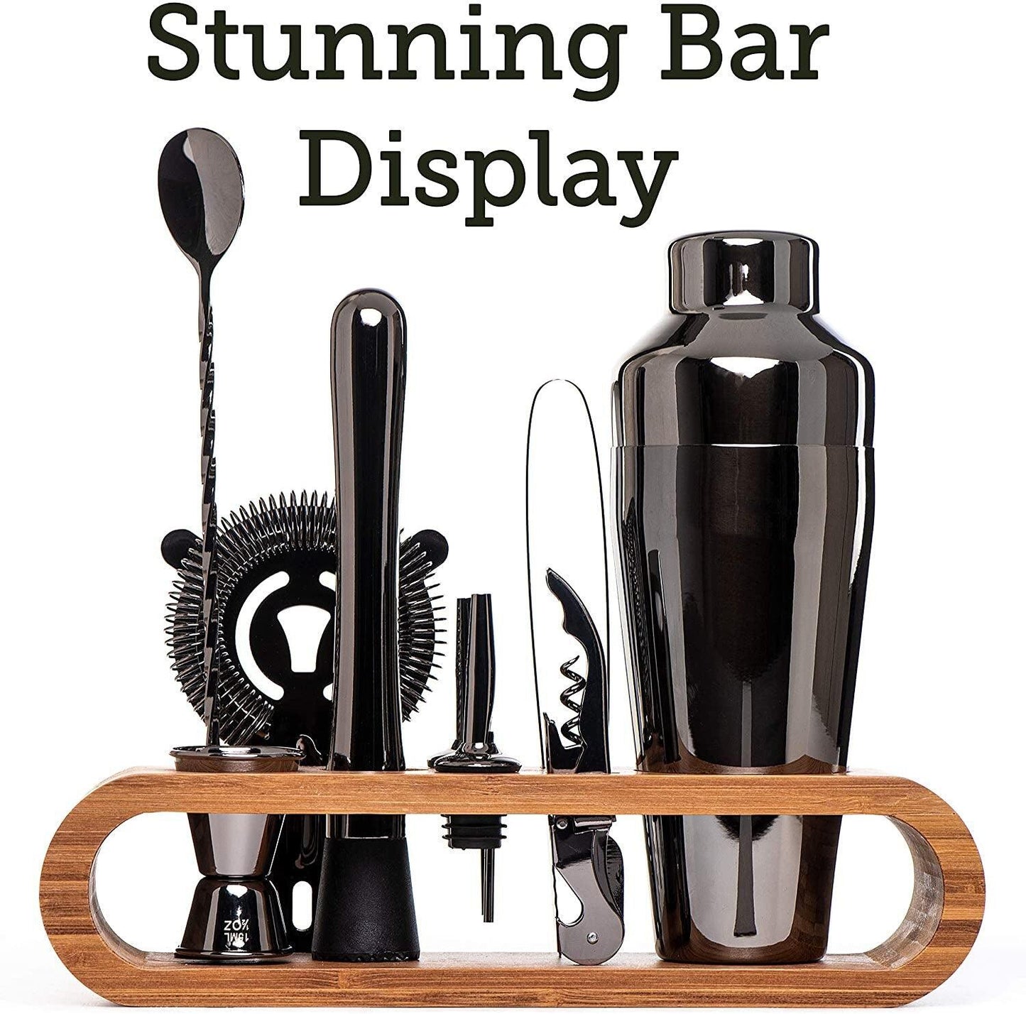 Cocktail Bar set Mixology Bartender Kit: 10-Piece Bar Tool Set with Stylish Bamboo Stand - Lily Depot