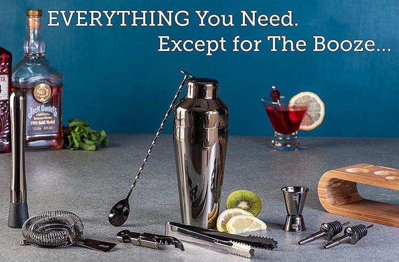 Cocktail Bar set Mixology Bartender Kit: 10-Piece Bar Tool Set with Stylish Bamboo Stand - Lily Depot
