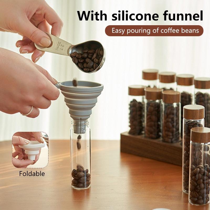 Coffee Beans Storage Container Tube Display Rack Tea Bottle Glass Single Dose Espresso Accessory Coffeware Set Barista Tool Gift - Lily Depot